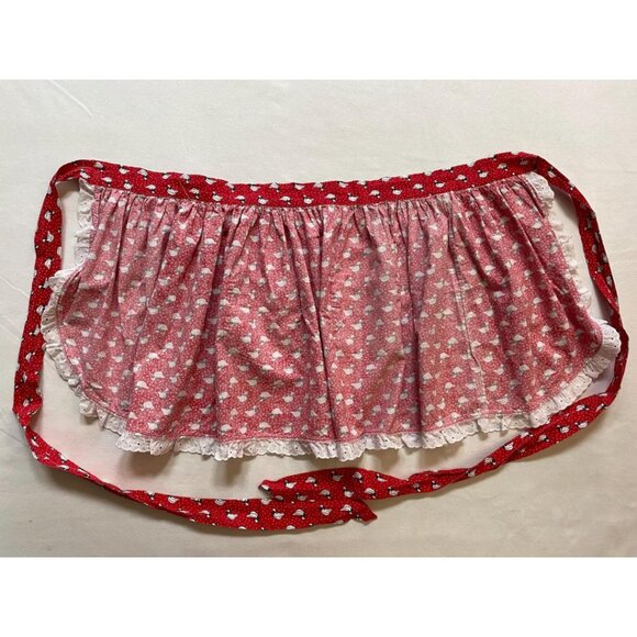 Christmas Kitchen Apron Red Geese Print Vintage Full Wrap - Picture 5 of 5